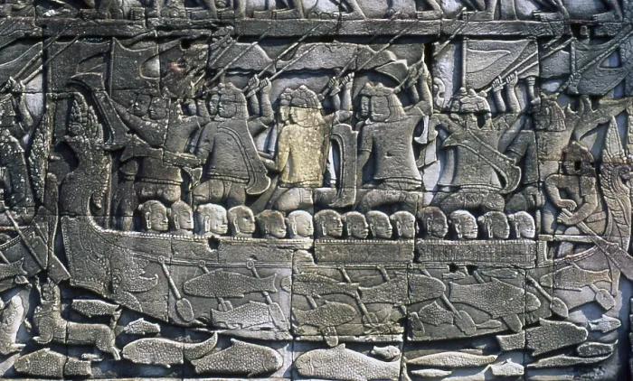 Framed Print : The Bayon was originally the official state temple of the Mahayana Buddhist King Jayavarman VII