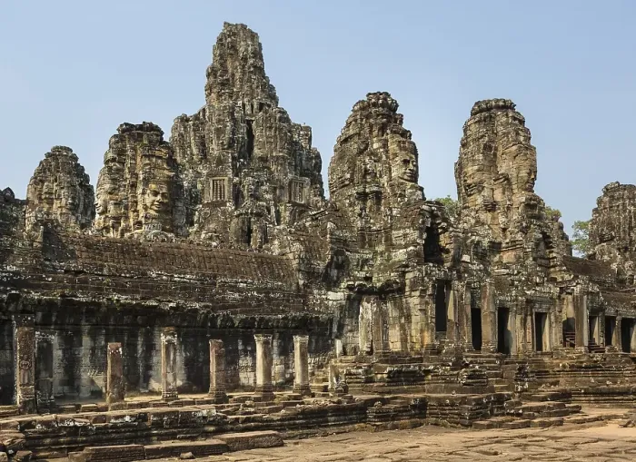 Framed Print : Bayon temple courtyard, south gallery
