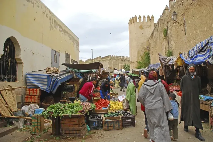 Framed Print : Bazar road next to ramparts of Kasbah des Filalas Fez Morocco