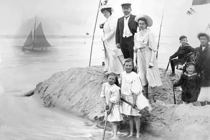 Framed Print : At a beach on the Baltic Sea, historical image