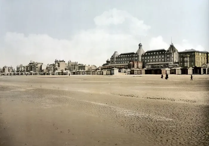 Framed Print : Beach and casino, seaside resort Malo-les-Bains in 1890