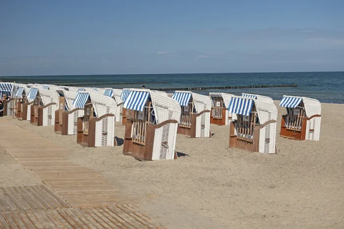 Framed Print : Beach chairs, beach, Baltic Sea Framed Print : Beach chairs, beach, Baltic Sea