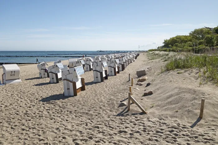 Framed Print : Beach chairs, beach, Baltic Sea