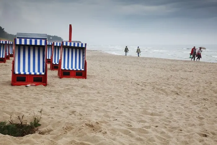 Framed Print : Beach chairs on beach at Prora