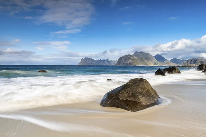 Framed Print : Beach near Myrland, Lofoten, Nordland Framed Print : Beach near Myrland, Lofoten, Nordland