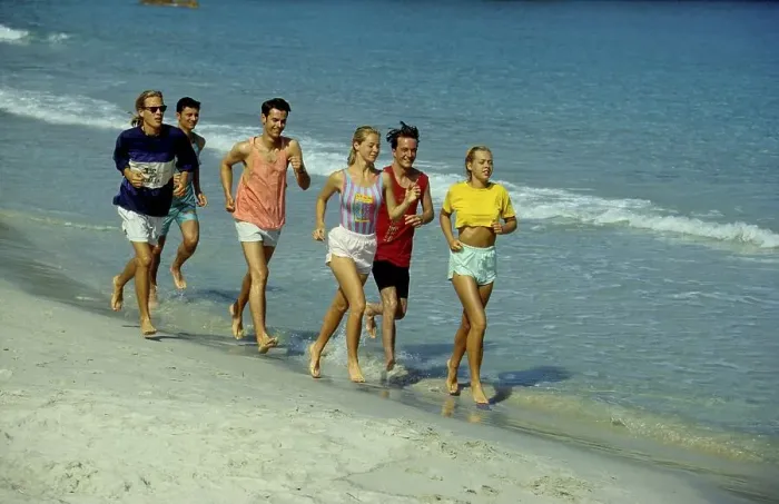 Framed Print : Beach running, jogging Young people Framed Print : Beach running, jogging Young people