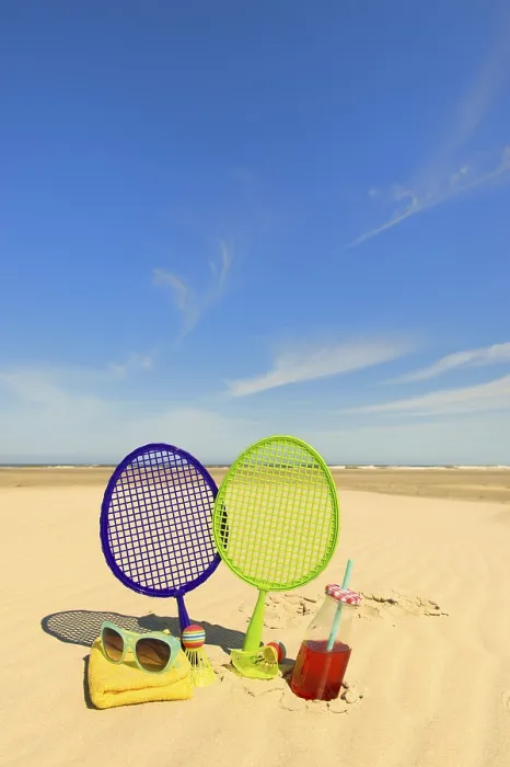 Framed Print : Beach tennis game for leisure time
