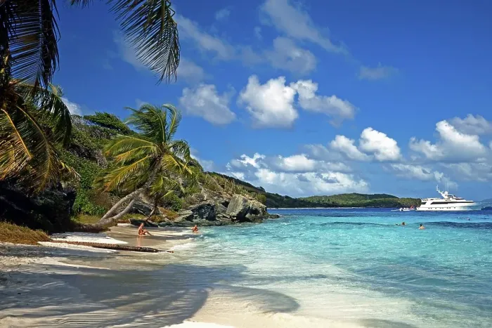 Framed Print : Beach on the Tobago Keys, dream beach, crystal clear water, anchoring luxury yacht, holidaymakers having fun in the water, Grenadines, Caribbean Framed Print : Beach on the Tobago Keys, dream beach, crystal clear water, anchoring luxury yacht, holidaymakers having fun in the water, Grenadines, Caribbean