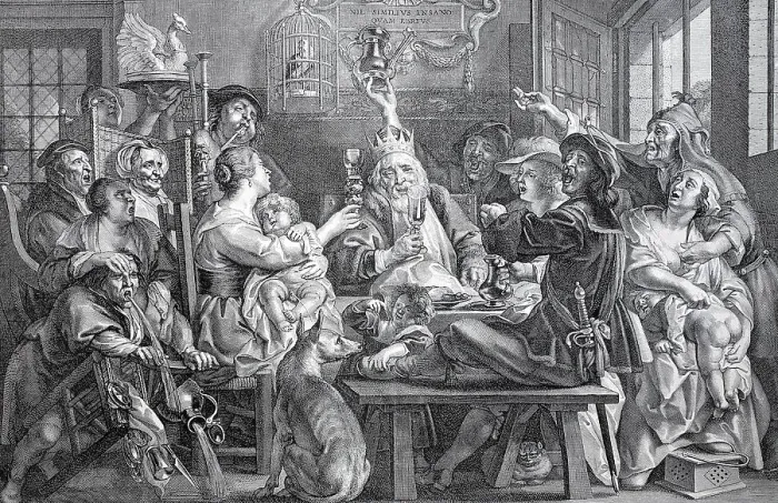 Framed Print : The Bean Festival, copper engraving by Paul Pontius