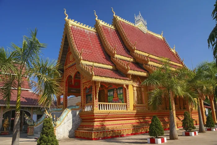 Framed Print : Beautiful Buddhist temple in Vientiane
