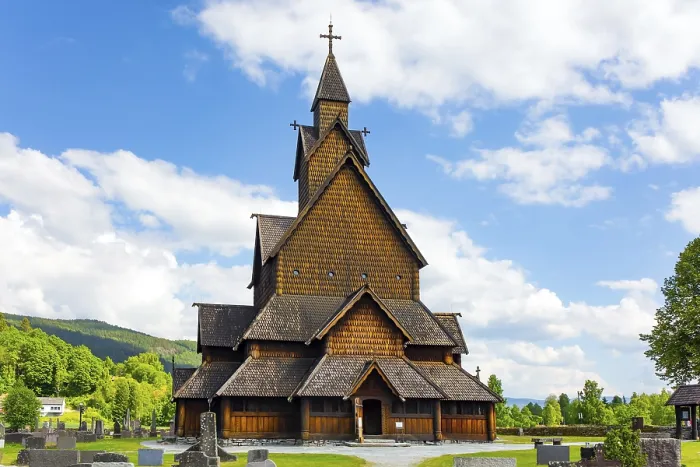 Framed Print : The beautiful church in Norway in Heddal