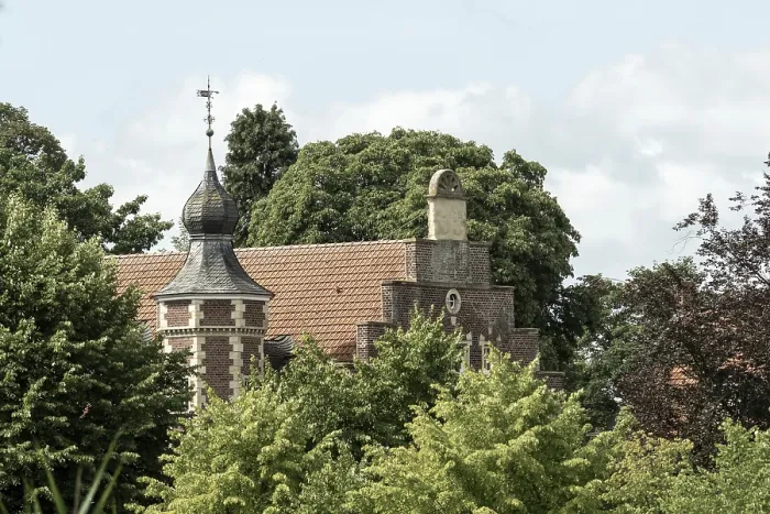 Framed Print : Beautiful european castle with a slate and tile roof