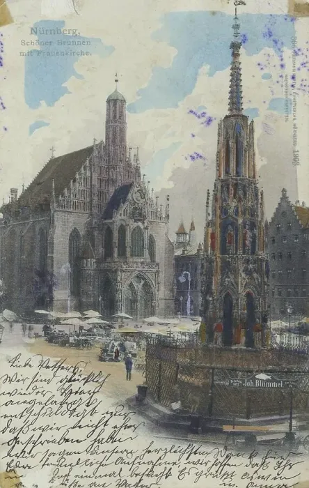 Framed Print : Beautiful fountain and Church of Our Lady in Nuremberg Framed Print : Beautiful fountain and Church of Our Lady in Nuremberg