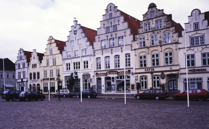 Framed Print : The beautiful historical market in Husum in Schleswig-Holstein