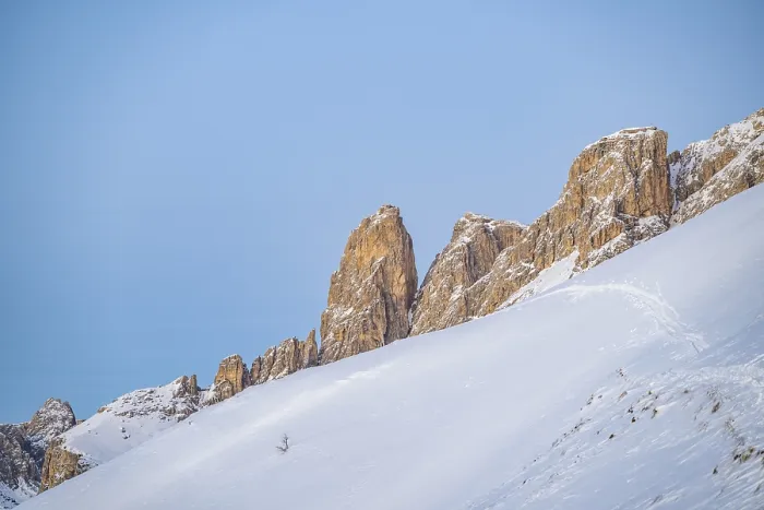 Framed Print : Beautiful landscape of the Mountain silhouettes of the Sexten Dolomites on a sunny winter day Framed Print : Beautiful landscape of the Mountain silhouettes of the Sexten Dolomites on a sunny winter day