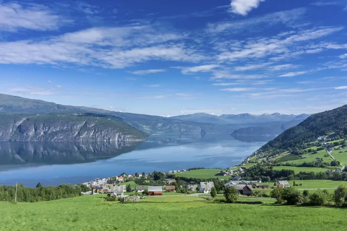 Framed Print : Beautiful landscape in Norway with Summer weather and sunshine