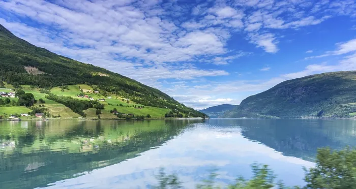 Framed Print : Beautiful landscape in Norway with Summer weather and sunshine Framed Print : Beautiful landscape in Norway with Summer weather and sunshine