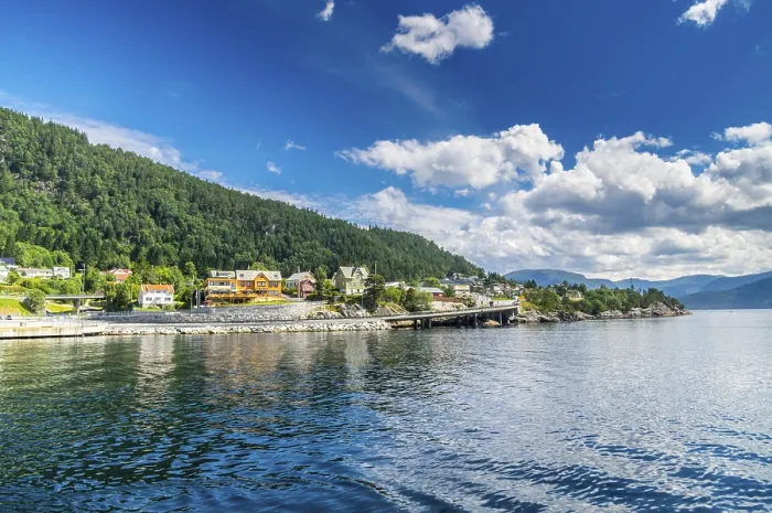 Framed Print : Beautiful landscape in Norway with Summer weather and sunshine Framed Print : Beautiful landscape in Norway with Summer weather and sunshine