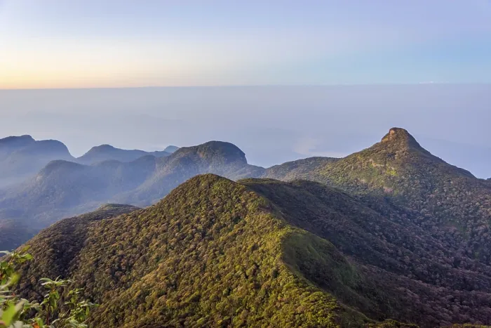 Framed Print : Beautiful landscape at sunrise viewed from Adams peak