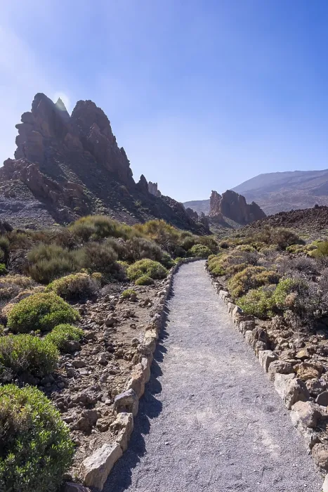 Framed Print : Beautiful path between the Roques de Gracia and the Roque Cinchado in the natural area of Teide in Tenerife