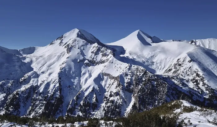Framed Print : Beautiful Pirin mountains peaks covered with snow