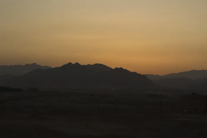 Framed Print : Beautiful Sunset over the mountains in Egypt