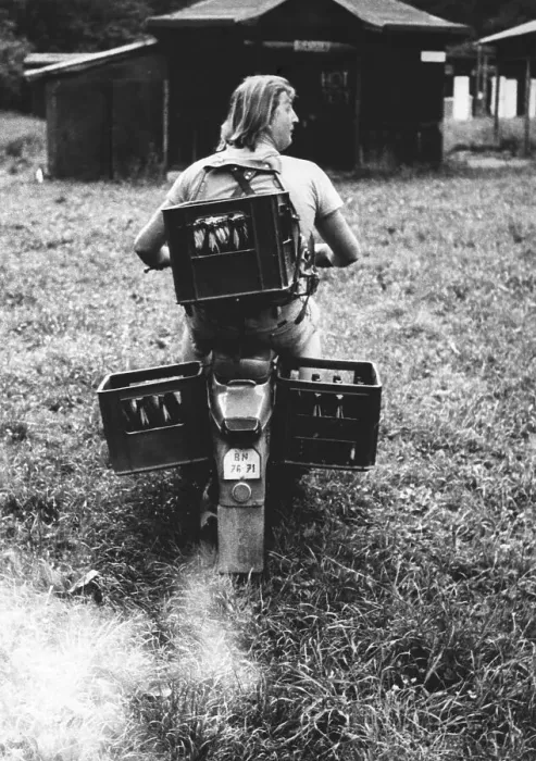 Framed Print : Beer crates transported by moped ca Framed Print : Beer crates transported by moped ca