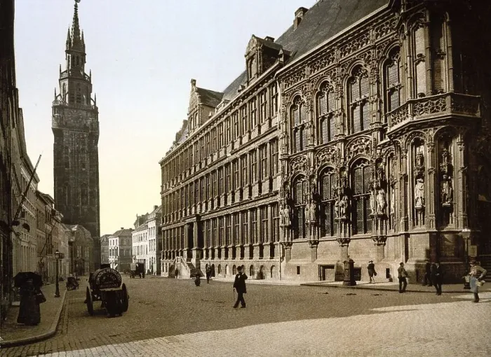 Framed Print : Belfry and town hall in the heart of the historic city centre