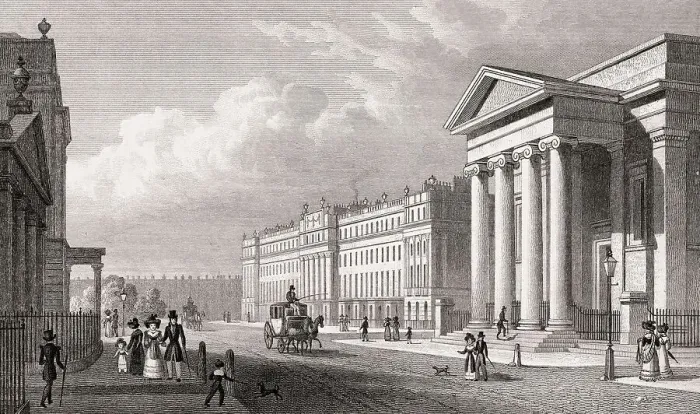 Framed Print : Belgrave chapel, and West side of Belgrave Square Framed Print : Belgrave chapel, and West side of Belgrave Square