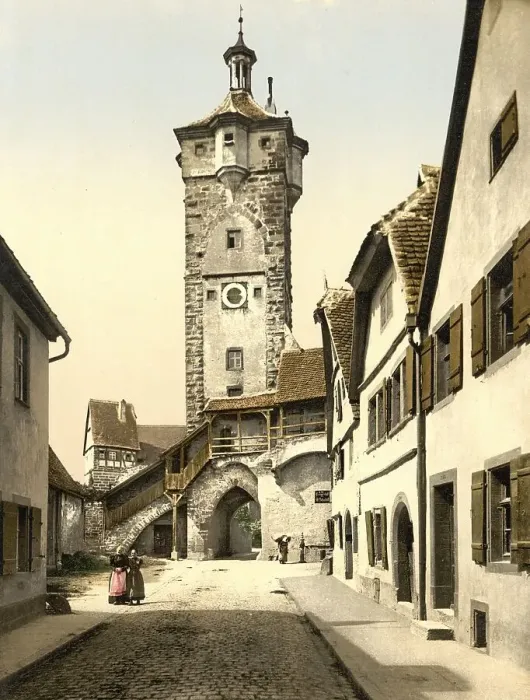 Framed Print : Bell gate in the bell tower in Rothenburg ob der Tauber in Bavaria