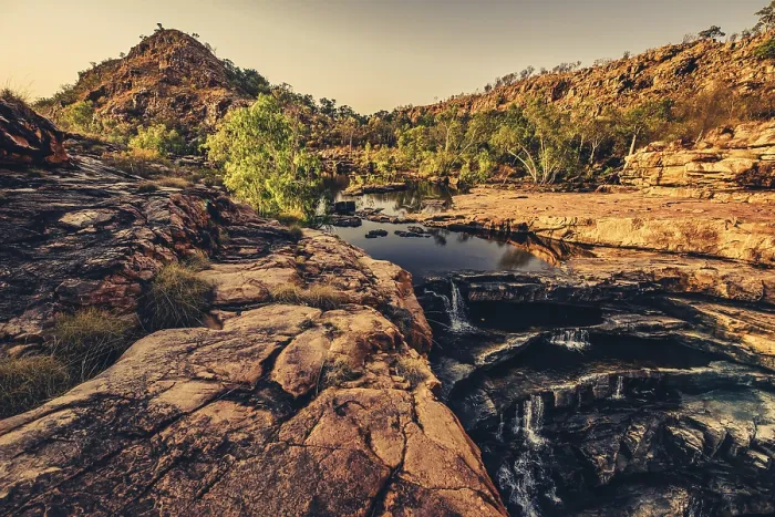 Framed Print : Bell Gorge waterfall, a body of water in north-west Australia in the Kimberley