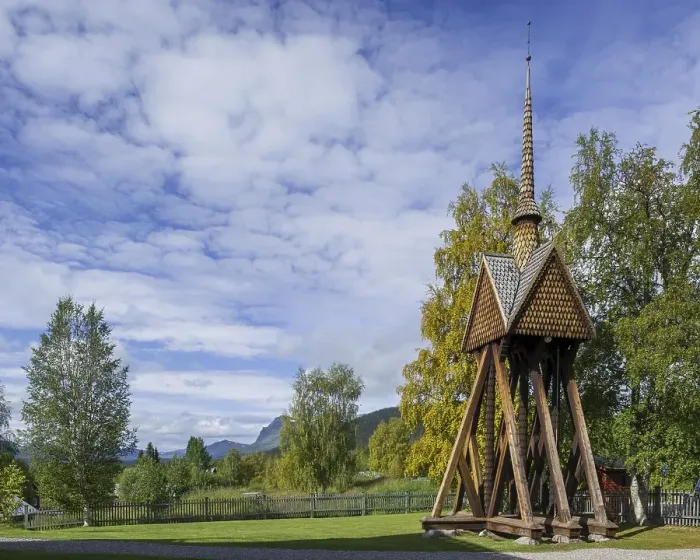 Framed Print : Bell tower of the stave church in Kvikkjokk