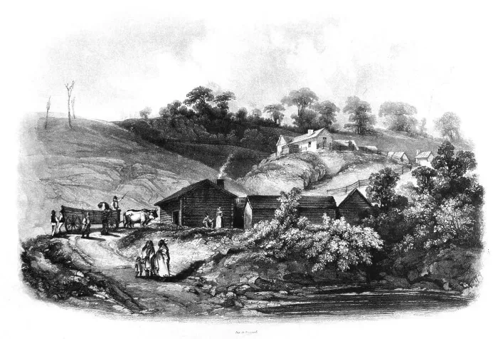 Framed Print : Bellevue on the Missouri, illustration from Travels in the Interior of North America Framed Print : Bellevue on the Missouri, illustration from Travels in the Interior of North America