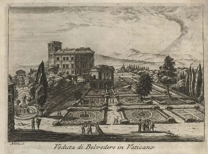 Framed Print : Belvedere in Vaticano, 1767, Rome Framed Print : Belvedere in Vaticano, 1767, Rome