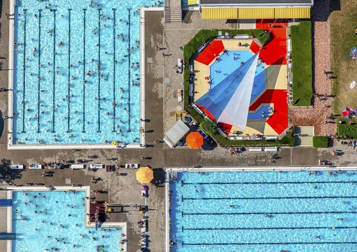 Framed Print : Berge open air pool, Hamm, Ruhr district