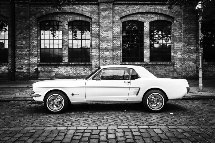 Framed Print : BERLIN - MAY 11, 2019: Pony car Ford Mustang (first generation)