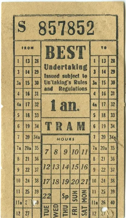 Framed Print : Best tram ticket c1950s