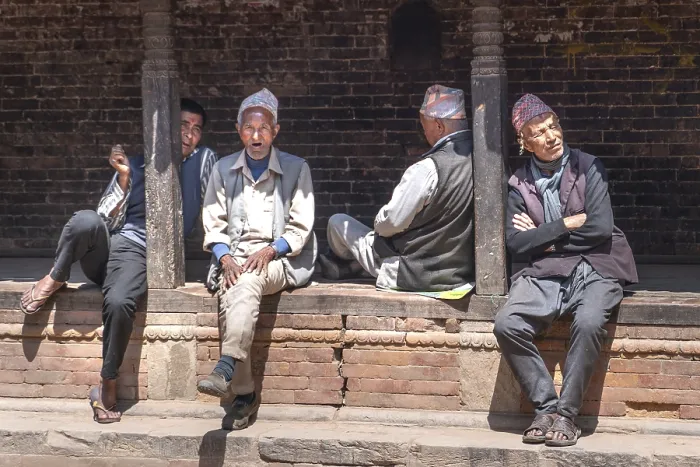 Framed Print : Bhaktapur / Nepal-19.03.2019:The old man sitting and relaxing Framed Print : Bhaktapur / Nepal-19.03.2019:The old man sitting and relaxing