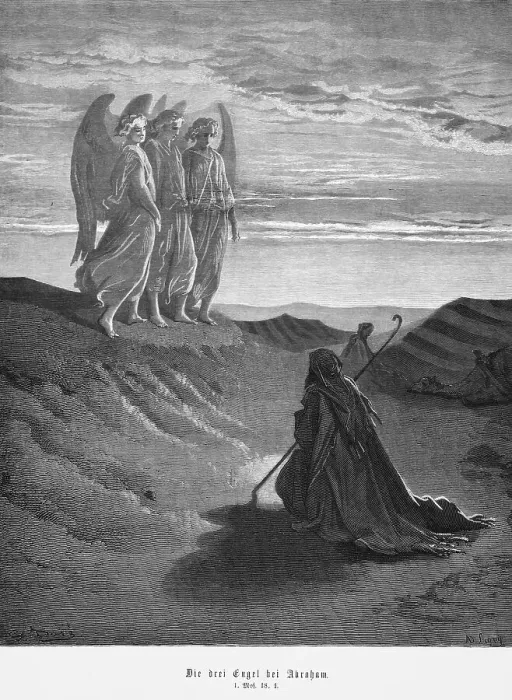Framed Print : Bible, the three angels with Abraham