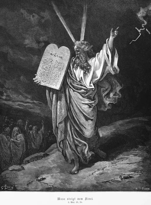 Framed Print : Bible, Moses descends from Mount Sinai Framed Print : Bible, Moses descends from Mount Sinai
