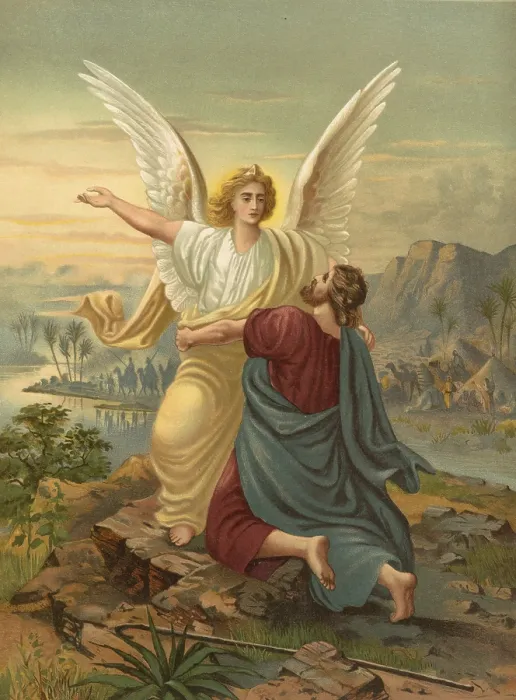 Framed Print : Biblical scene, Bible, Jacob wrestling with the angel of the Lord