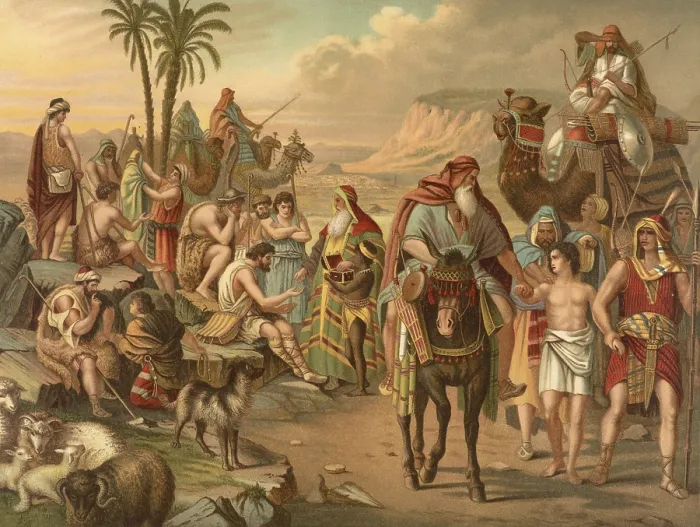 Framed Print : Biblical scene, Bible, Joseph is sold by his brothers Framed Print : Biblical scene, Bible, Joseph is sold by his brothers