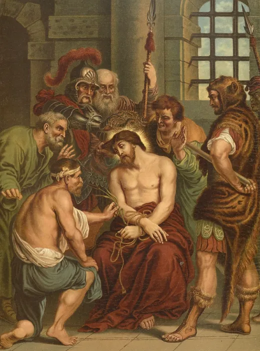 Framed Print : Biblical scene, Bible, the ridicule of Jesus in front of his crucifixion is detailed in the Gospels