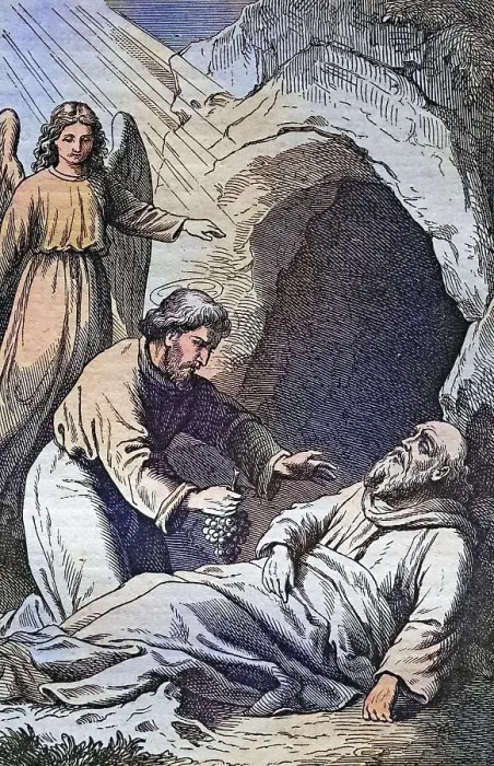 Framed Print : Biblical story, Felix of Nola refreshes his bishop