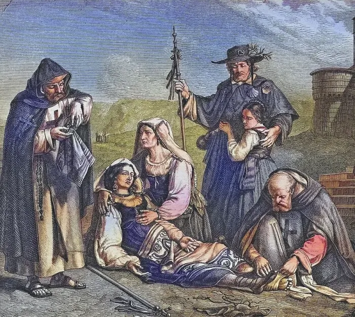Framed Print : Biblical story, Pilgrims on their way to Rome