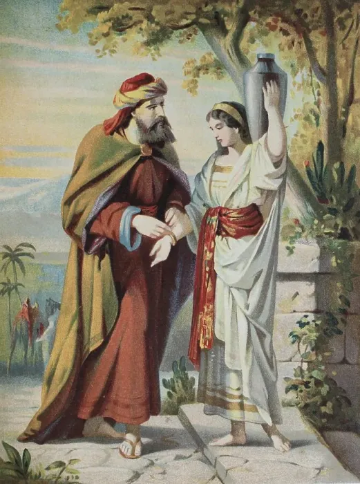 Framed Print : Biblical story, Rebekka at the well