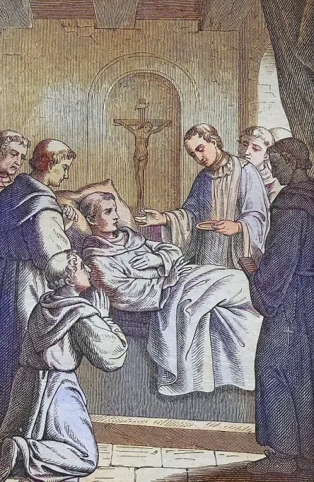 Framed Print : Biblical story, St. Robert makes his dying profession of faith Framed Print : Biblical story, St. Robert makes his dying profession of faith