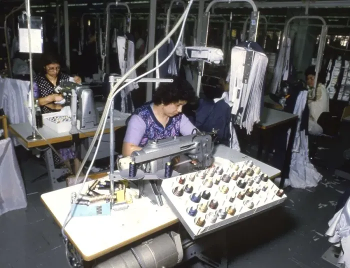 Framed Print : Bielefeld. Textile company ca. 1982 Framed Print : Bielefeld. Textile company ca. 1982