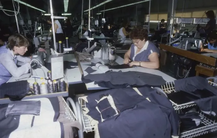 Framed Print : Bielefeld. Textile company ca. 1982