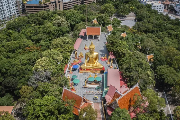 Framed Print : Big Buddha, aerial view with drone